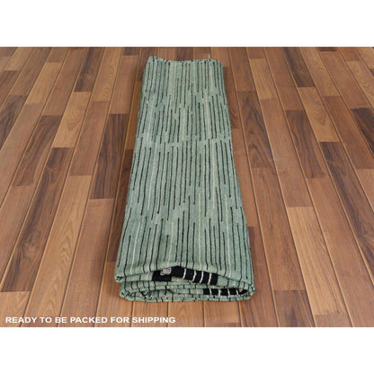 Flat Weave Wool Hand Woven Rug Green No Border 8.2X10.1 -O060031