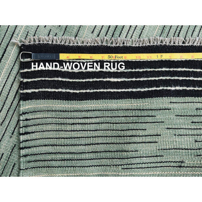 Flat Weave Wool Hand Woven Rug Green No Border 8.2X10.1 -O060031