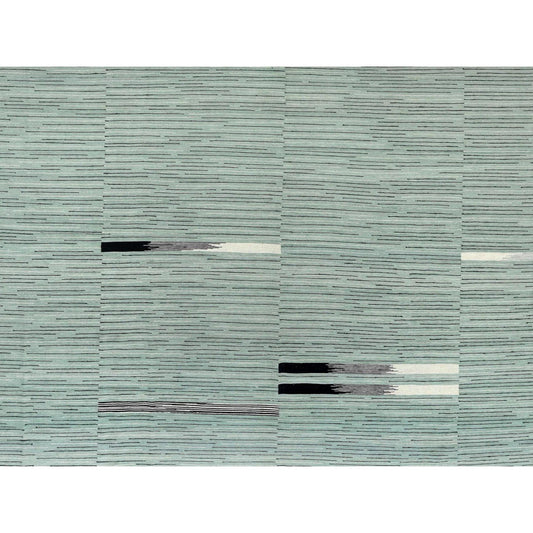 Flat Weave Wool Hand Woven Rug Green No Border 12.6X15.0 -O060034