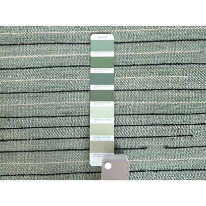 Flat Weave Wool Hand Woven Rug Green No Border 12.6X15.0 -O060034