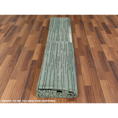 Flat Weave Wool Hand Woven Rug Green No Border 12.6X15.0 -O060034
