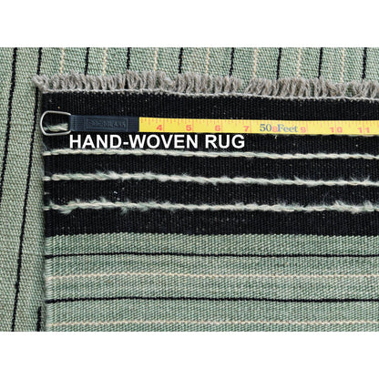 Flat Weave Wool Hand Woven Rug Green No Border 12.6X15.0 -O060034
