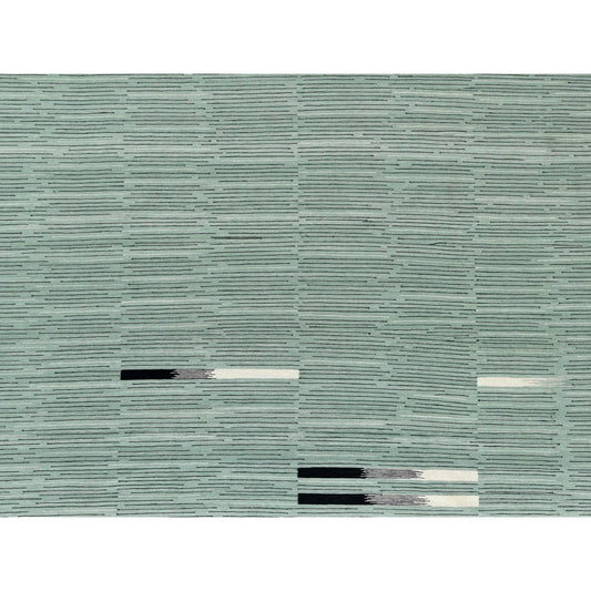 Flat Weave Wool Hand Woven Rug Green No Border 10.2X14.0 -O060035