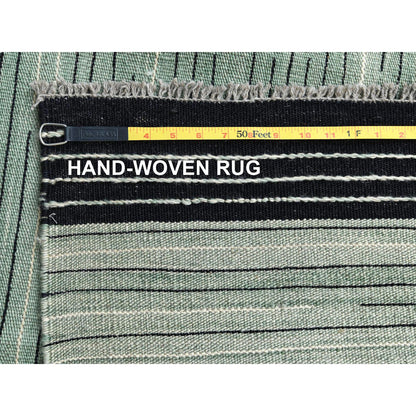 Flat Weave Wool Hand Woven Rug Green No Border 10.2X14.0 -O060035