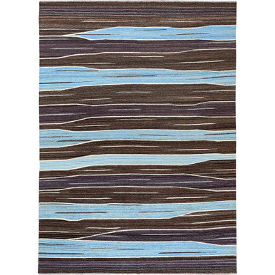 Flat Weave Wool Hand Woven Rug Brown No Border 9.6X12.0 -O060036