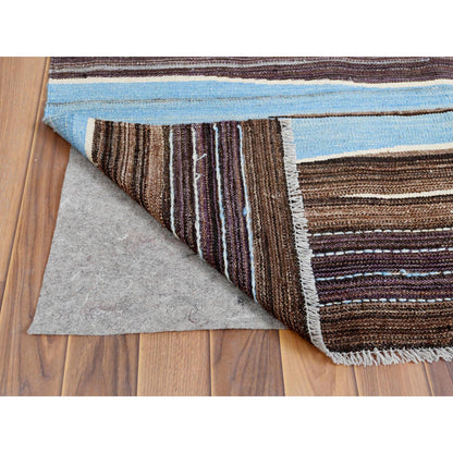 Flat Weave Wool Hand Woven Rug Brown No Border 9.6X12.0 -O060036