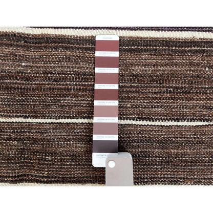 Flat Weave Wool Hand Woven Rug Brown No Border 9.6X12.0 -O060036