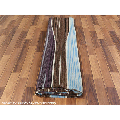 Flat Weave Wool Hand Woven Rug Brown No Border 9.6X12.0 -O060036