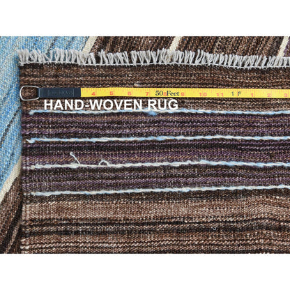 Flat Weave Wool Hand Woven Rug Brown No Border 9.6X12.0 -O060036