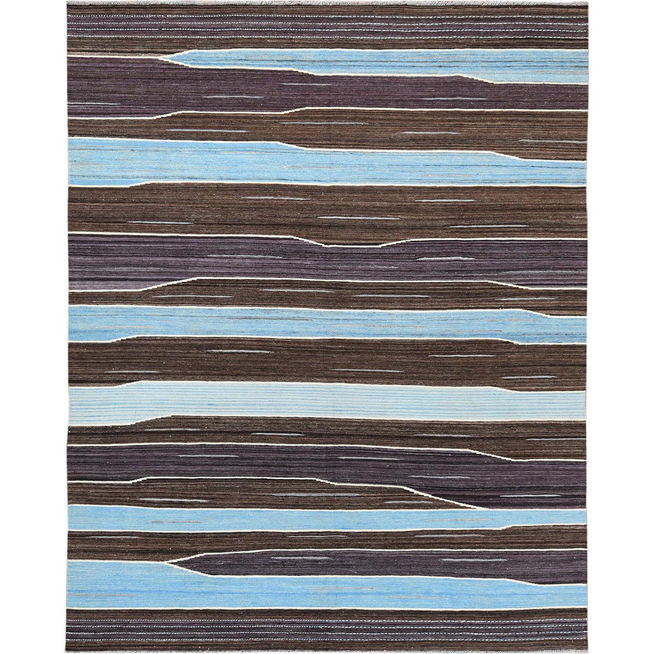 Flat Weave Wool Hand Woven Rug Brown No Border 8.2X10.1 -O060038