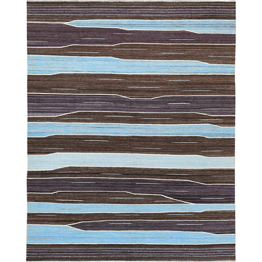 Flat Weave Wool Hand Woven Rug Brown No Border 8.2X10.1 -O060038
