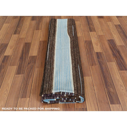 Flat Weave Wool Hand Woven Rug Brown No Border 8.2X10.1 -O060038