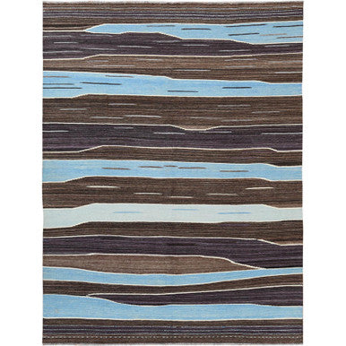 Flat Weave Wool Hand Woven Rug Brown No Border 8.3X10.2 -O060039