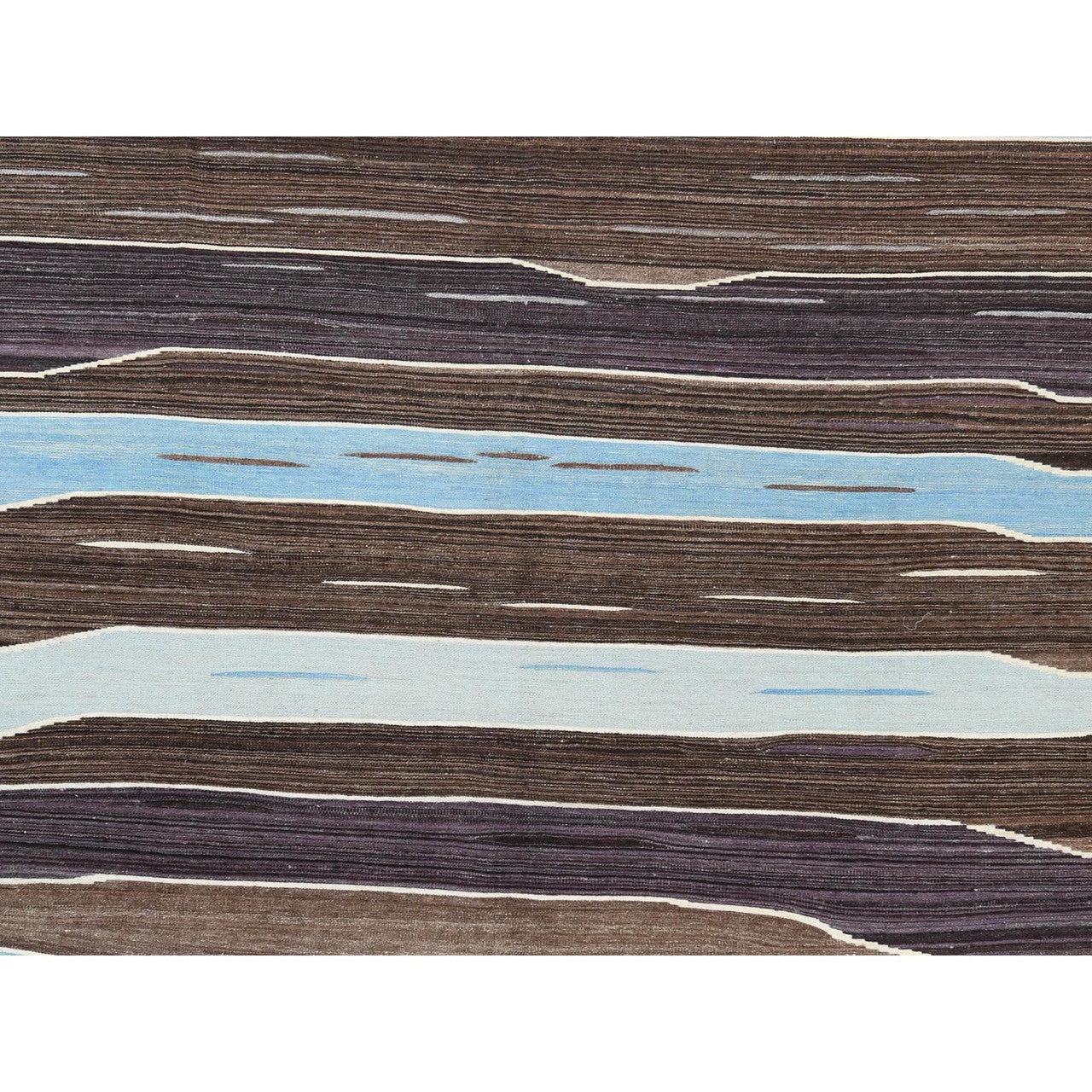 Flat Weave Wool Hand Woven Rug Brown No Border 8.3X10.2 -O060039
