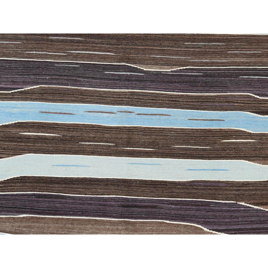Flat Weave Wool Hand Woven Rug Brown No Border 8.3X10.2 -O060039