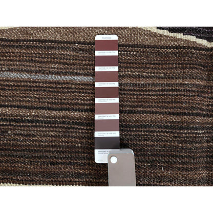 Flat Weave Wool Hand Woven Rug Brown No Border 8.3X10.2 -O060039
