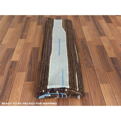 Flat Weave Wool Hand Woven Rug Brown No Border 8.3X10.2 -O060039
