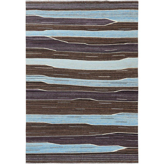 Flat Weave Wool Hand Woven Rug Brown No Border 6.3X9.0 -O060040