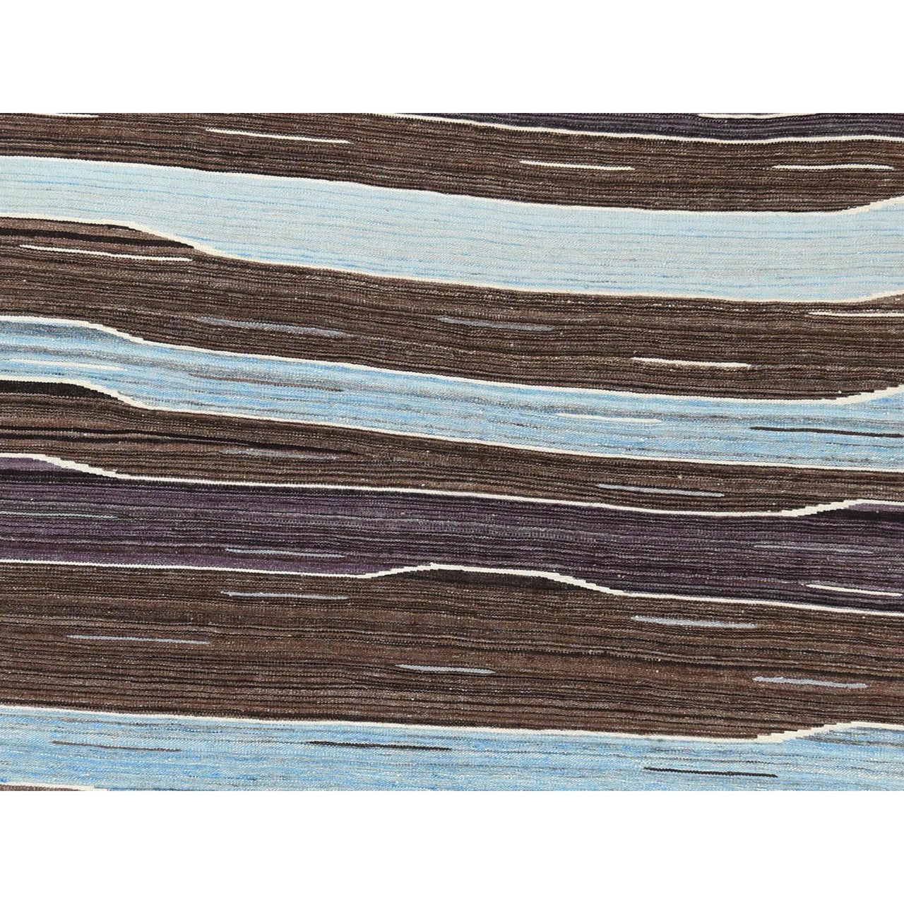 Flat Weave Wool Hand Woven Rug Brown No Border 6.3X9.0 -O060040
