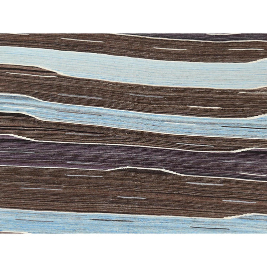 Flat Weave Wool Hand Woven Rug Brown No Border 6.3X9.0 -O060040
