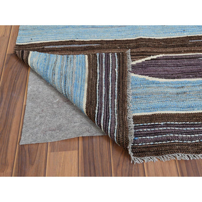 Flat Weave Wool Hand Woven Rug Brown No Border 6.3X9.0 -O060040
