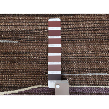 Flat Weave Wool Hand Woven Rug Brown No Border 6.3X9.0 -O060040