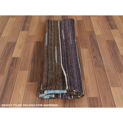 Flat Weave Wool Hand Woven Rug Brown No Border 6.3X9.0 -O060040
