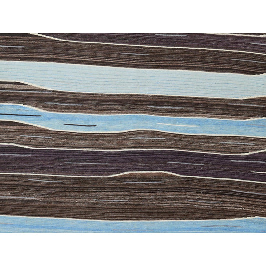 Flat Weave Wool Hand Woven Rug Brown No Border 6.4X9.0 -O060041