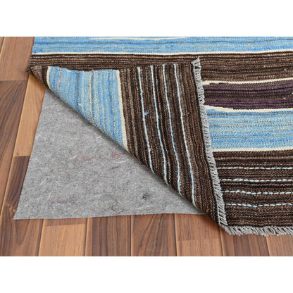 Flat Weave Wool Hand Woven Rug Brown No Border 6.4X9.0 -O060041