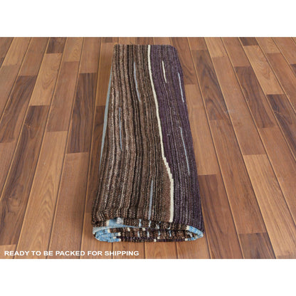 Flat Weave Wool Hand Woven Rug Brown No Border 6.4X9.0 -O060041