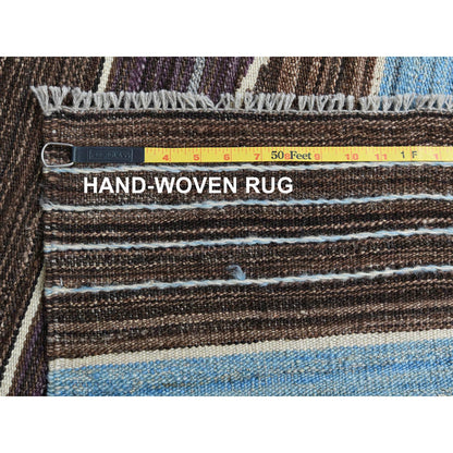 Flat Weave Wool Hand Woven Rug Brown No Border 6.4X9.0 -O060041