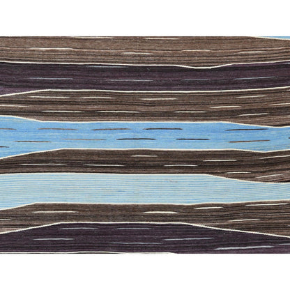 Flat Weave Wool Hand Woven Rug Brown No Border 10.5X14.0 -O060042