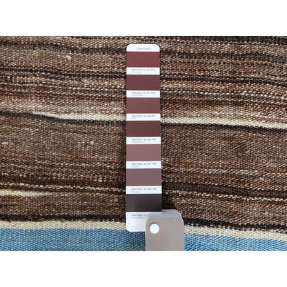 Flat Weave Wool Hand Woven Rug Brown No Border 10.5X14.0 -O060042