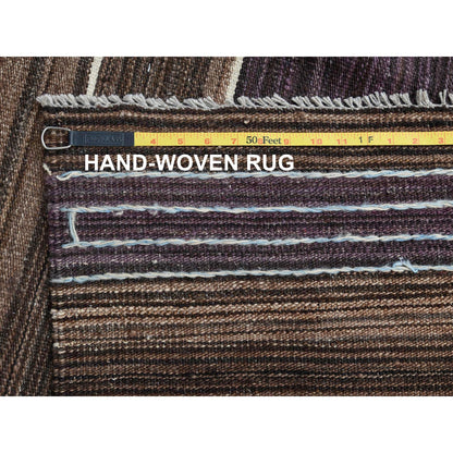 Flat Weave Wool Hand Woven Rug Brown No Border 10.5X14.0 -O060042