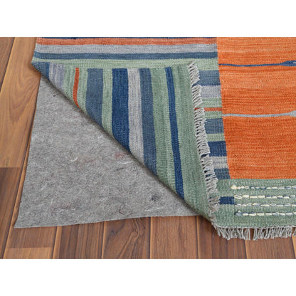 Flat Weave Wool Hand Woven Rug Orange No Border 6.3X9.2 -O060048