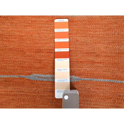Flat Weave Wool Hand Woven Rug Orange No Border 6.3X9.2 -O060048