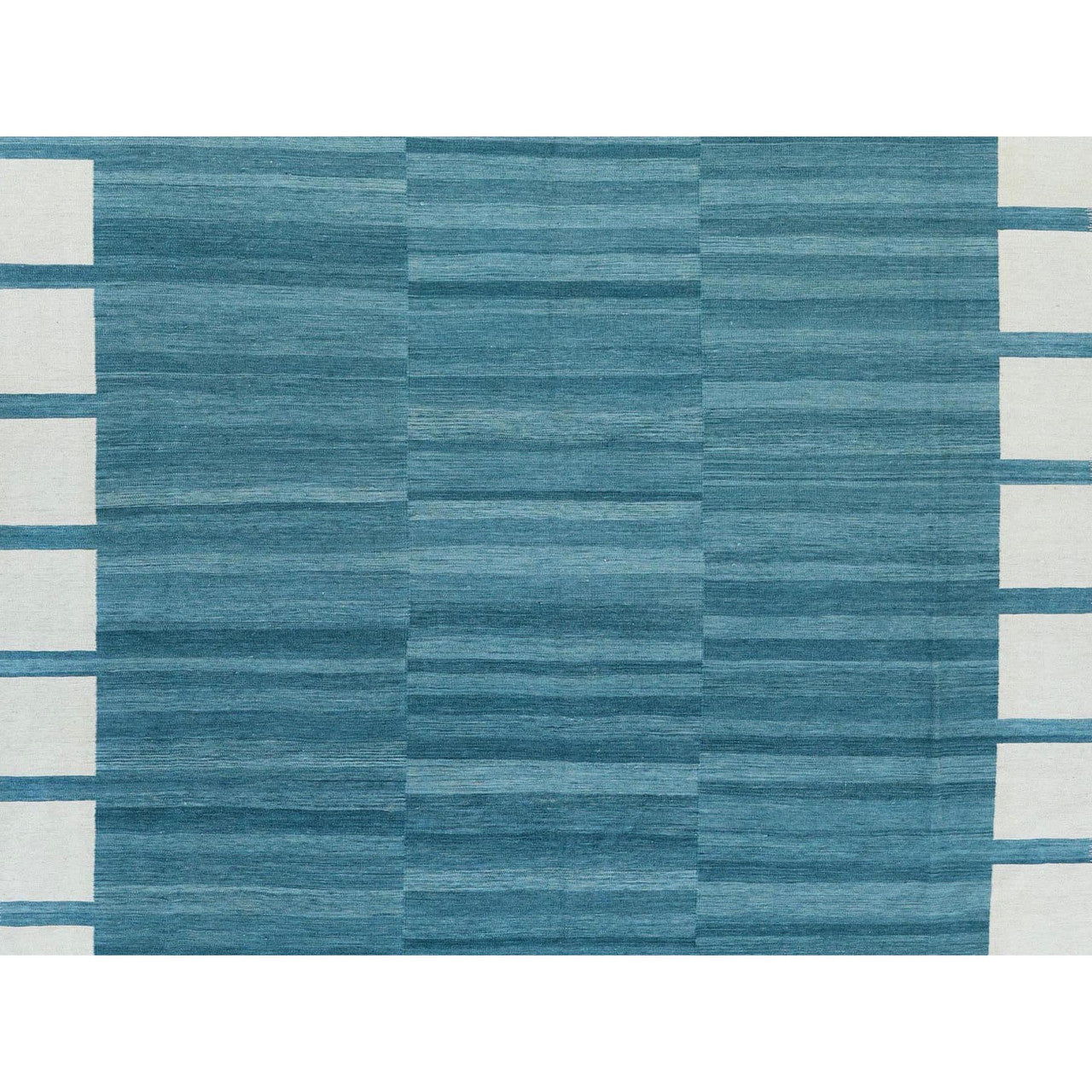 Flat Weave Wool Hand Woven Rug Teal No Border 12.3X15.0 -O060052