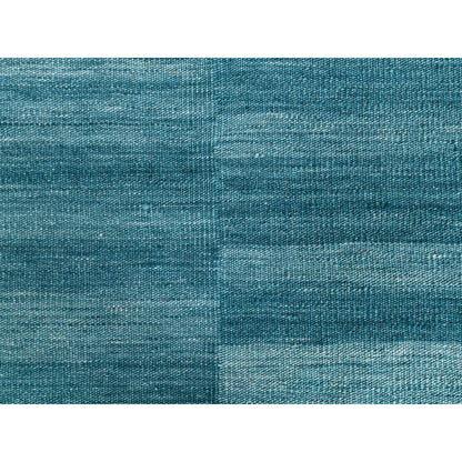 Flat Weave Wool Hand Woven Rug Teal No Border 10.8X14.1 -O060053