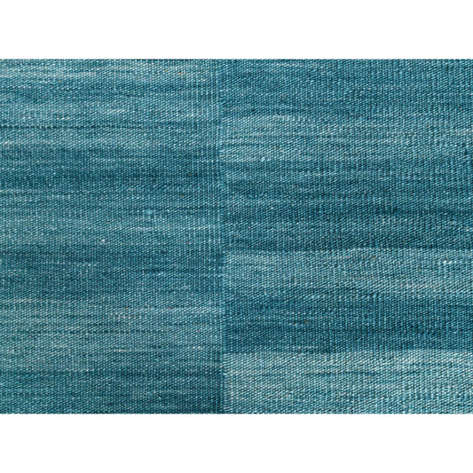 Flat Weave Wool Hand Woven Rug Teal No Border 10.8X14.1 -O060053