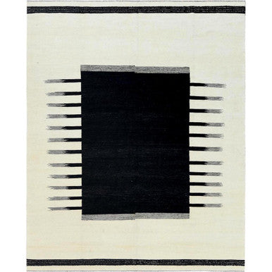 Flat Weave Wool Hand Woven Rug Black No Border 8.2X10.0 -O060072