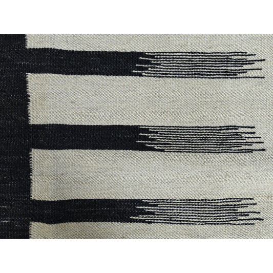 Flat Weave Wool Hand Woven Rug Black No Border 8.2X10.0 -O060072