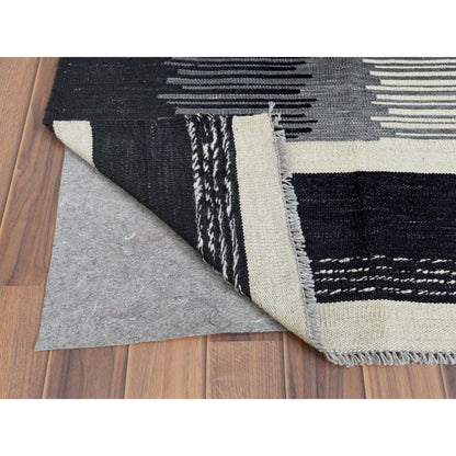Flat Weave Wool Hand Woven Rug Ivory No Border 6.3X9.0 -O060082