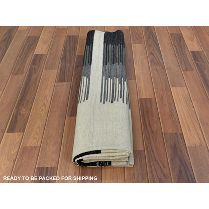 Flat Weave Wool Hand Woven Rug Ivory No Border 6.3X9.0 -O060082
