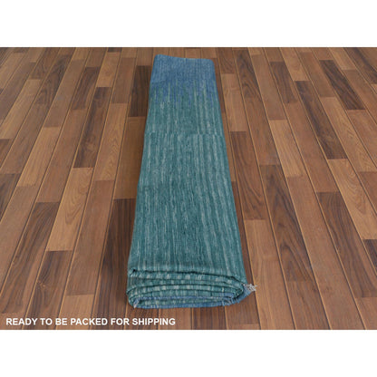 Flat Weave Wool Hand Woven Rug Teal Denim Blue 9.1X12.2 -O060086