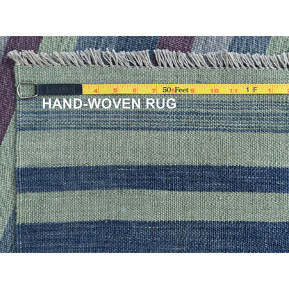 Flat Weave Wool Hand Woven Rug Green No Border 9.4X12.1 -O060092