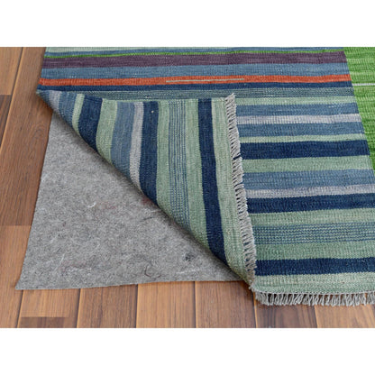 Flat Weave Wool Hand Woven Rug Green No Border 8.3X10.1 -O060093