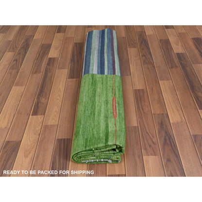 Flat Weave Wool Hand Woven Rug Green No Border 8.3X10.1 -O060093
