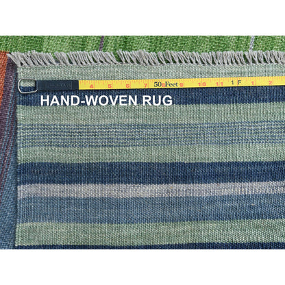 Flat Weave Wool Hand Woven Rug Green No Border 8.3X10.1 -O060093