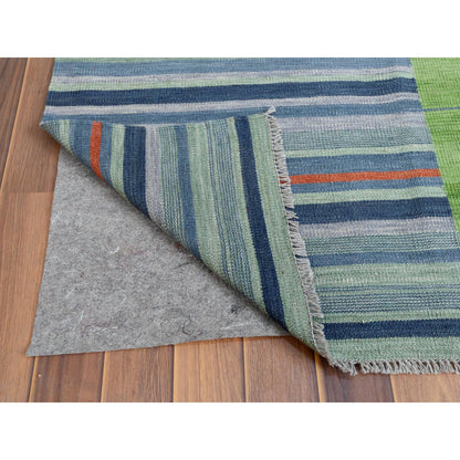 Flat Weave Wool Hand Woven Rug Green No Border 8.3X10.1 -O060094