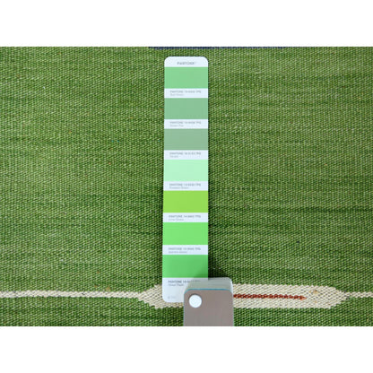 Flat Weave Wool Hand Woven Rug Green No Border 8.3X10.1 -O060094